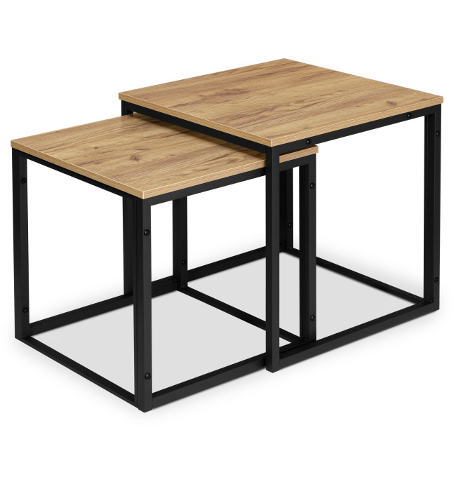 Sada 2 konferenčních stolků PRAVEN Craft černá