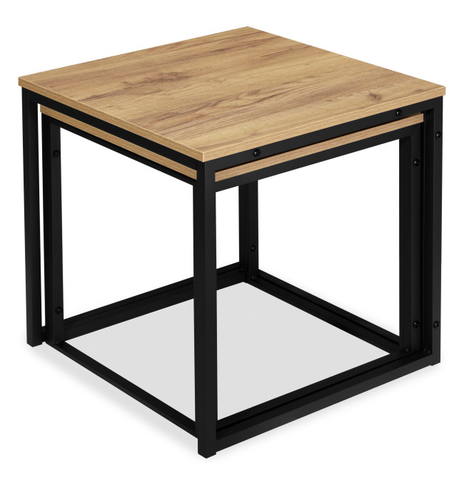 Sada 2 konferenčních stolků PRAVEN Craft černá