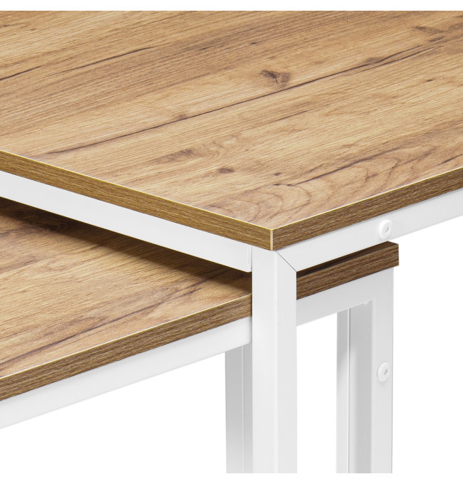 Sada 2 konferenčních stolků PRAVEN Craft bílá