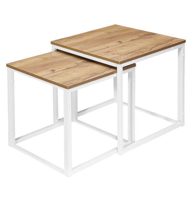 Sada 2 konferenčních stolků PRAVEN Craft bílá