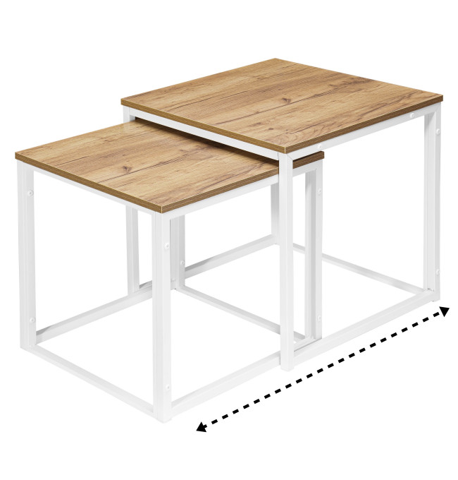 Sada 2 konferenčních stolků PRAVEN Craft bílá