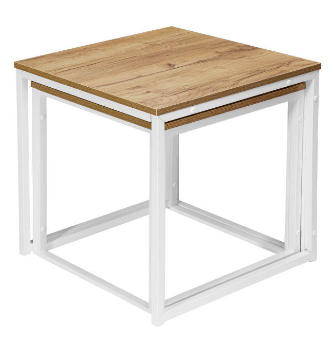 Sada 2 konferenčních stolků PRAVEN Craft bílá