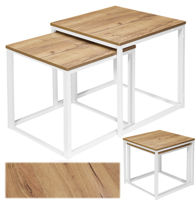 Sada 2 konferenčních stolků PRAVEN Craft bílá