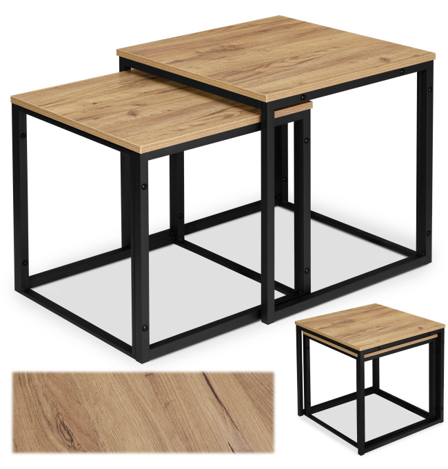 Sada 2 konferenčních stolků PRAVEN Craft černá