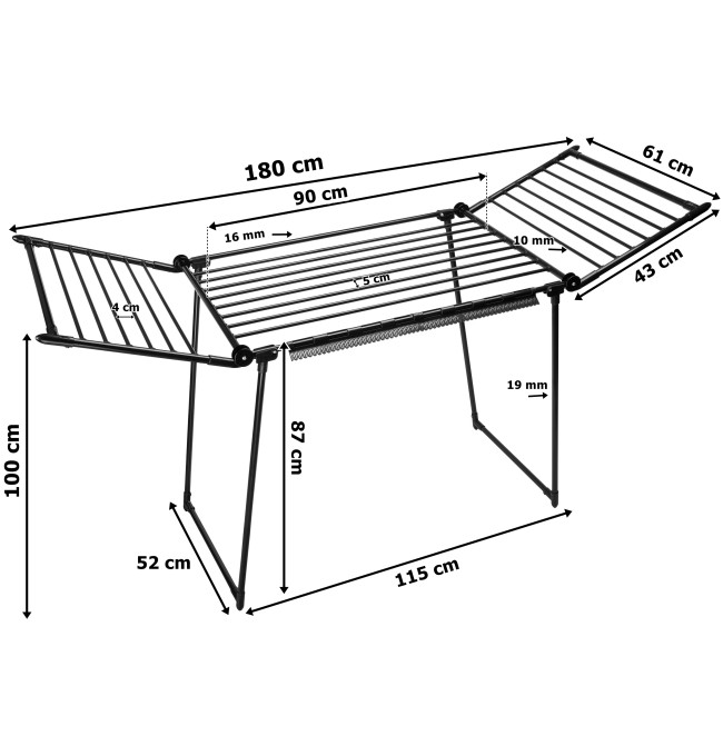 Stojací sušák na prádlo ADELINE černý