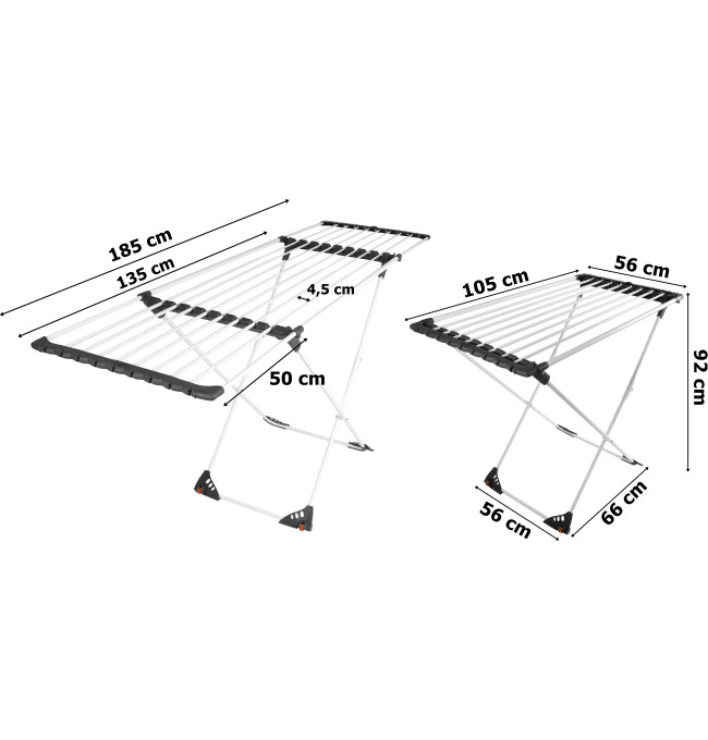 Stojací sušák na prádlo MOJAVE bílý / grafitový