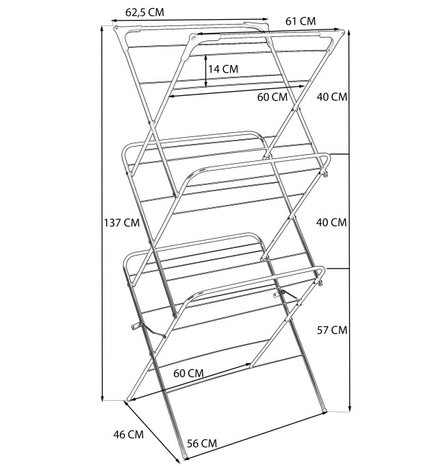 Stojací sušák na prádlo ARAL černý