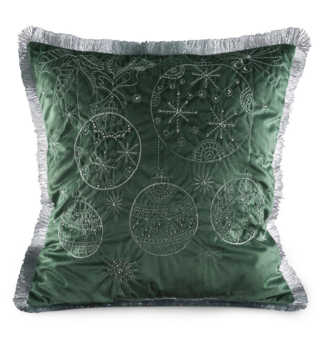 Povlak na polštář CHP 118B tmavě zelený / stříbrný