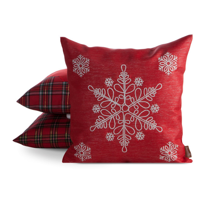 Povlak na polštář CHRISTMAS 158 červený / stříbrný