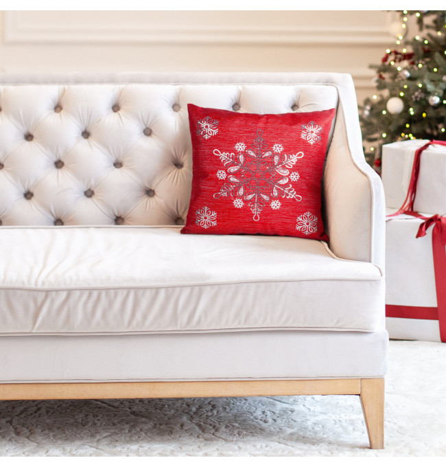 Povlak na polštář CHRISTMAS 158 červený / stříbrný