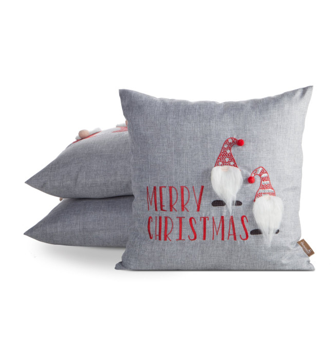 Povlak na polštář CHRISTMAS 163 červený / stříbrný