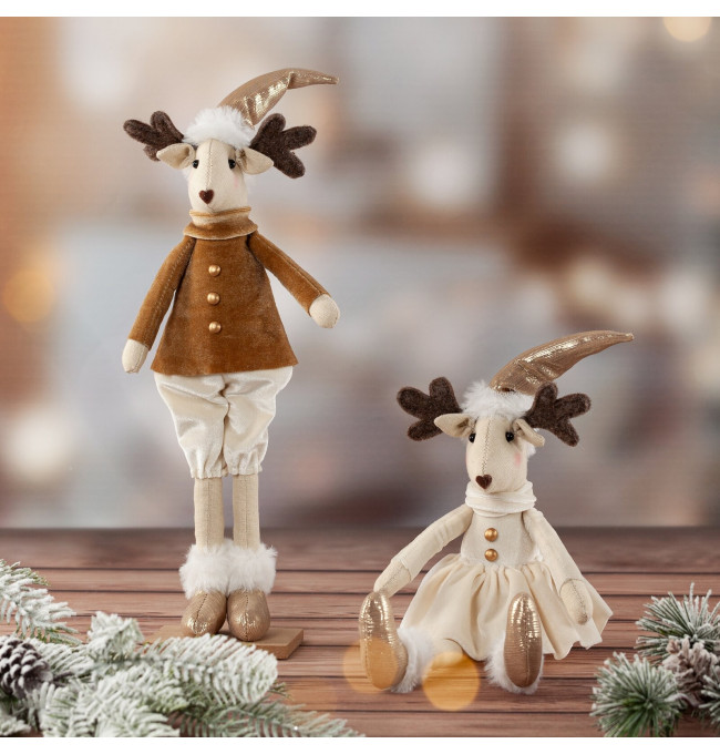 Vánoční dekorace CHRISTMAS 228 krémová / šampaňský (2ks)