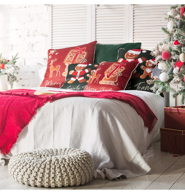 Povlak na polštář GINGER 03 zelená / červená