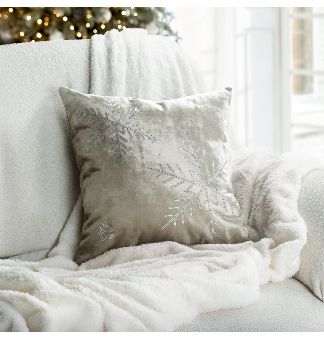 Povlak na polštář CHRISTMAS ROYAL1 béžový / stříbrný