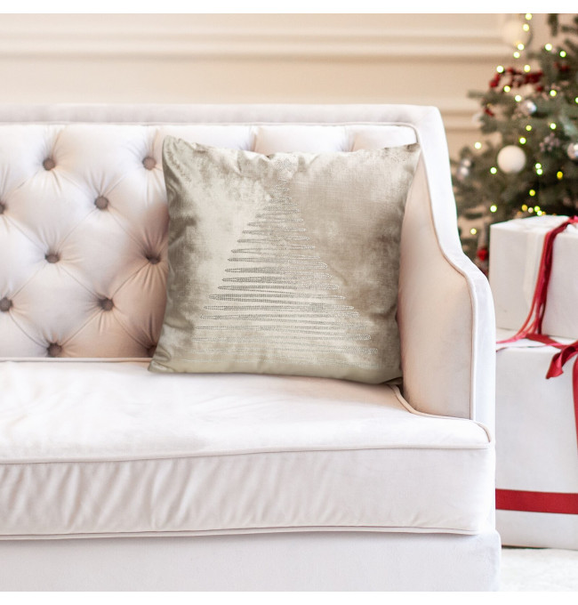 Povlak na polštář CHRISTMAS ROYAL4 béžový / stříbrný
