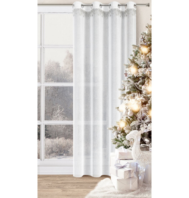 Hotová záclona XMAS bílá / stříbrná - na průchodkách
