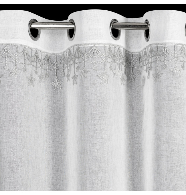Hotová záclona XMAS bílá / stříbrná - na průchodkách