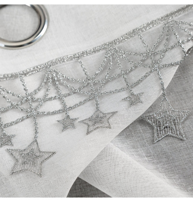 Hotová záclona XMAS bílá / stříbrná - na průchodkách