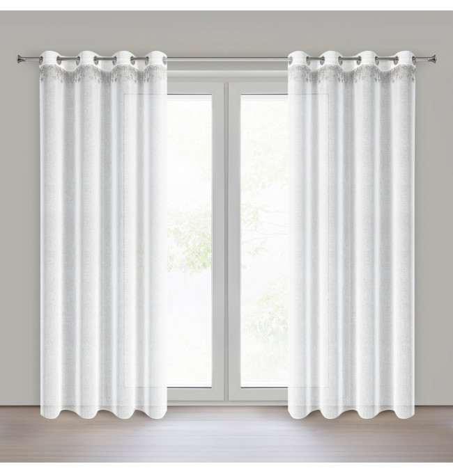 Hotová záclona XMAS bílá / stříbrná - na průchodkách