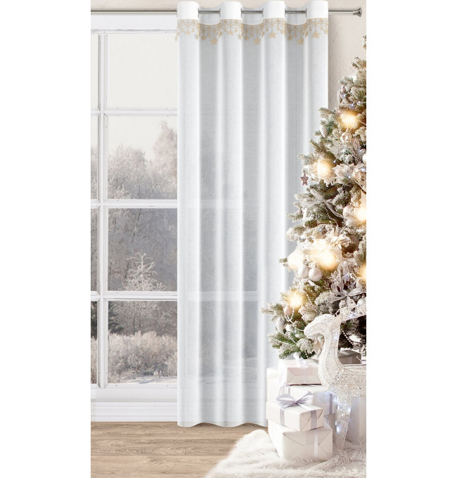 Hotová záclona XMAS bílá / zlatá - na průchodkách