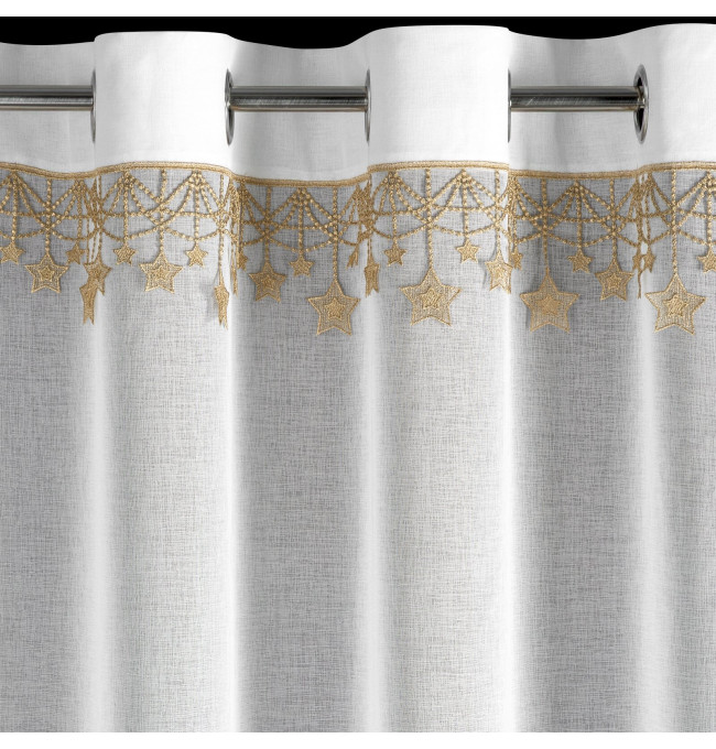 Hotová záclona XMAS bílá / zlatá - na průchodkách