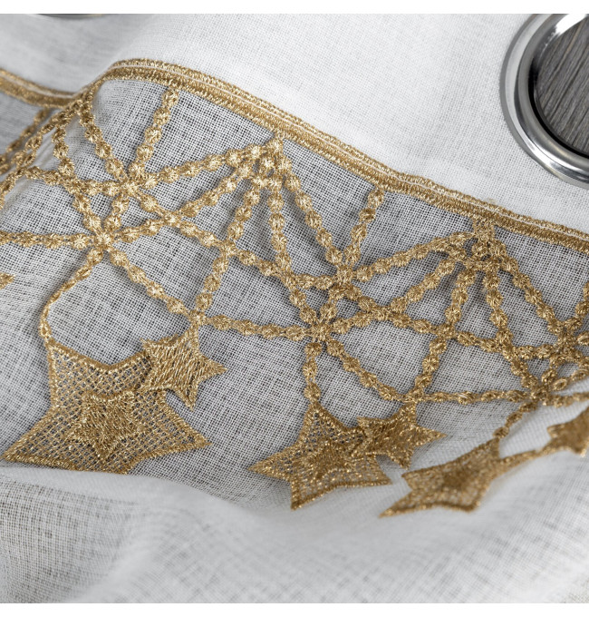 Hotová záclona XMAS bílá / zlatá - na průchodkách