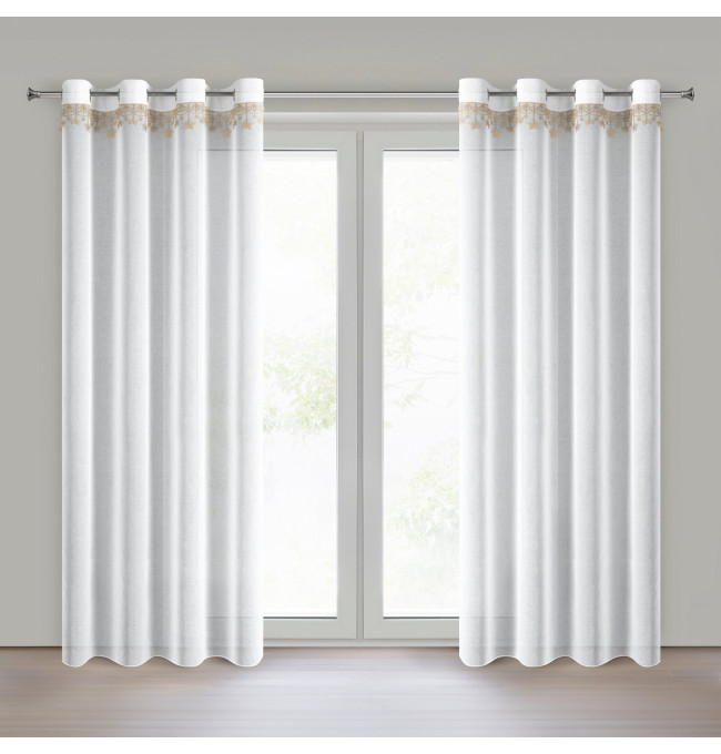 Hotová záclona XMAS bílá / zlatá - na průchodkách