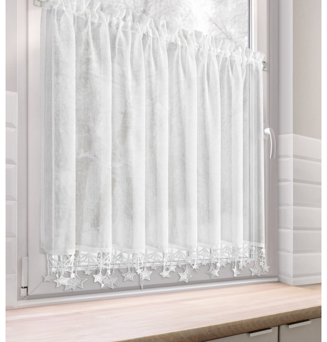 Hotová záclona XMAS bílá - s tunelem