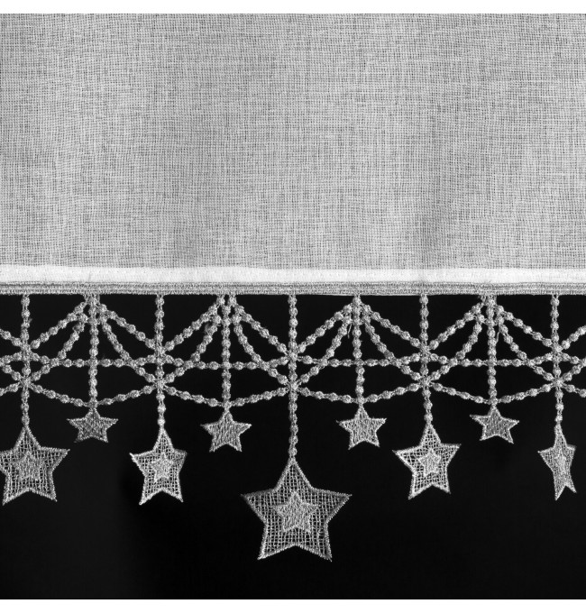 Hotová záclona XMAS bíla / stříbrná - s tunelem