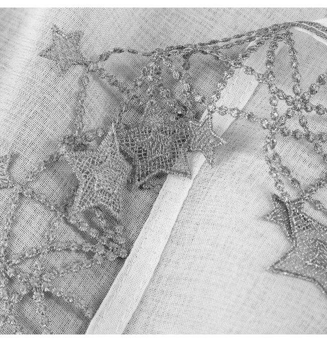 Hotová záclona XMAS bíla / stříbrná - s tunelem