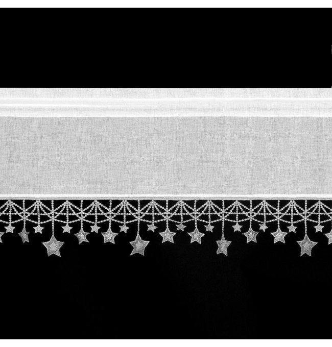 Hotová záclona XMAS bíla / stříbrná - s tunelem