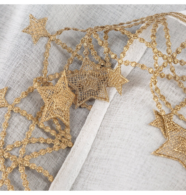 Hotová záclona XMAS bílá / zlatá - s tunelem