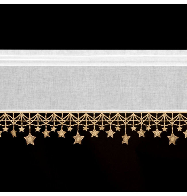 Hotová záclona XMAS bílá / zlatá - s tunelem