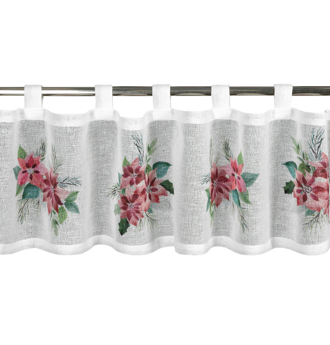 Hotová záclona XMAS s vánoční růží - na průchodkách