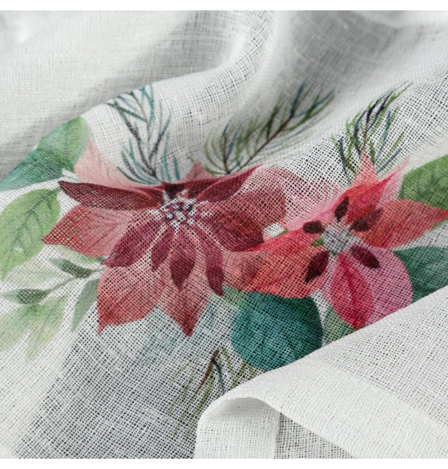 Hotová záclona XMAS s vánoční růží - na průchodkách