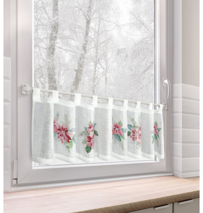 Hotová záclona XMAS s vánoční růží - na průchodkách