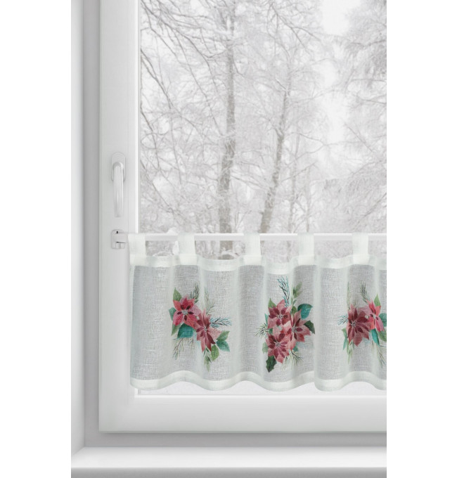 Hotová záclona XMAS s vánoční růží - na průchodkách