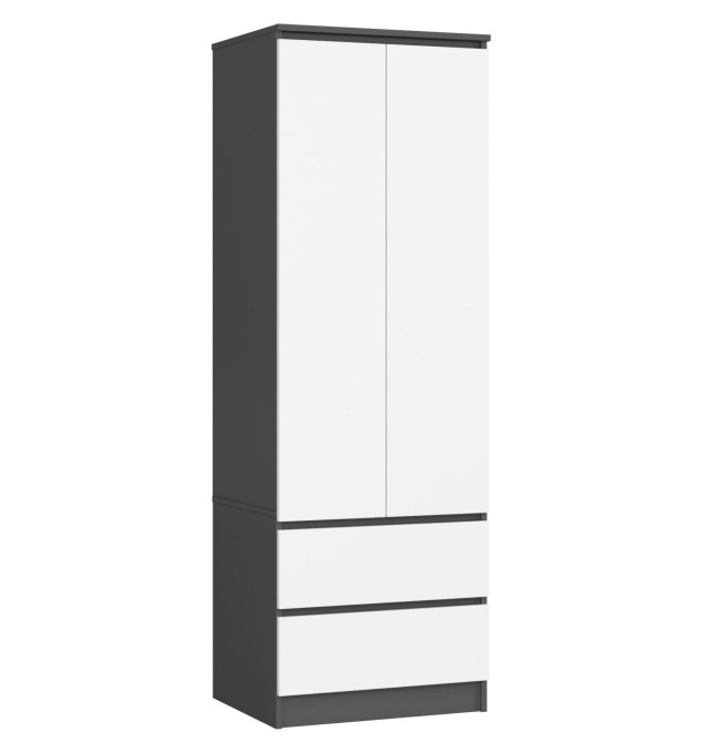 Skříň s nástavcem S 60 cm 2D 2SZ CLP grafitová / šedá / bílá