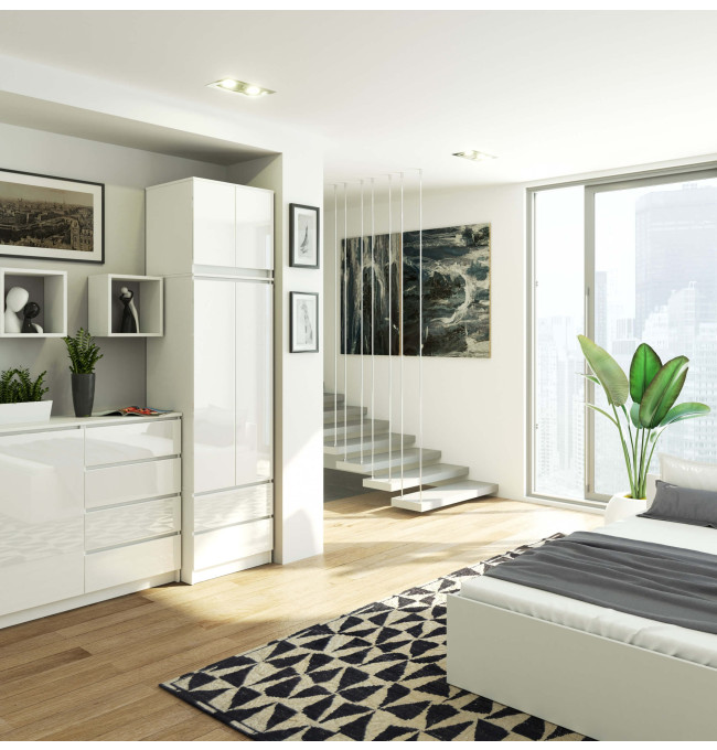 Skříň s nástavcem S 60 cm 2D 2SZ CLP bílá / bílá, lesk