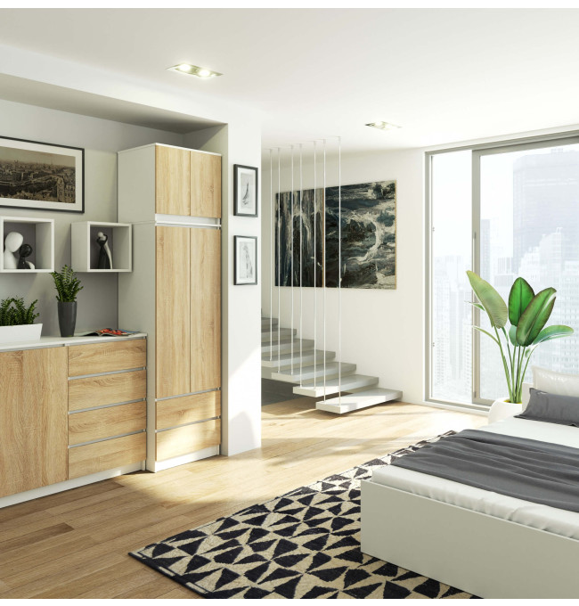 Skříň s nástavcem S 60 cm 2D 2SZ CLP bílá / sonoma