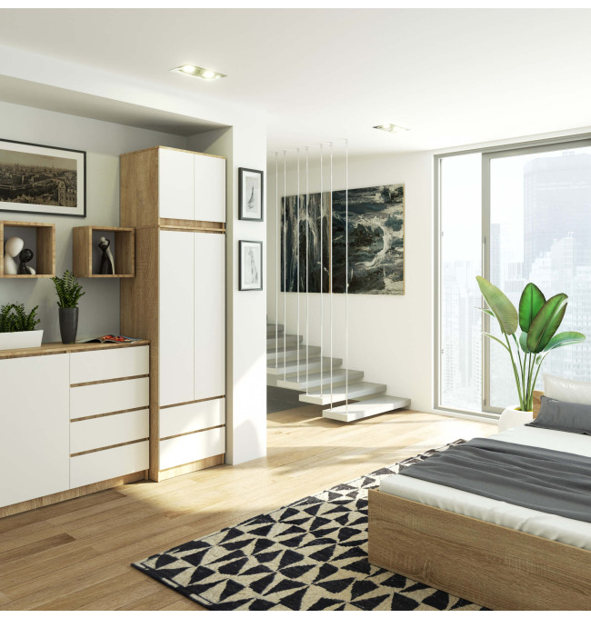 Skříň s nástavcem S 60 cm 2D 2SZ CLP dub sonoma / bílá