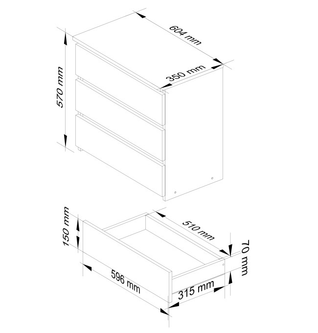 Noční stolek CL3 60 cm bílý