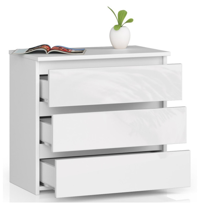 Noční stolek CL3 60 cm bílý / bílý, lesk