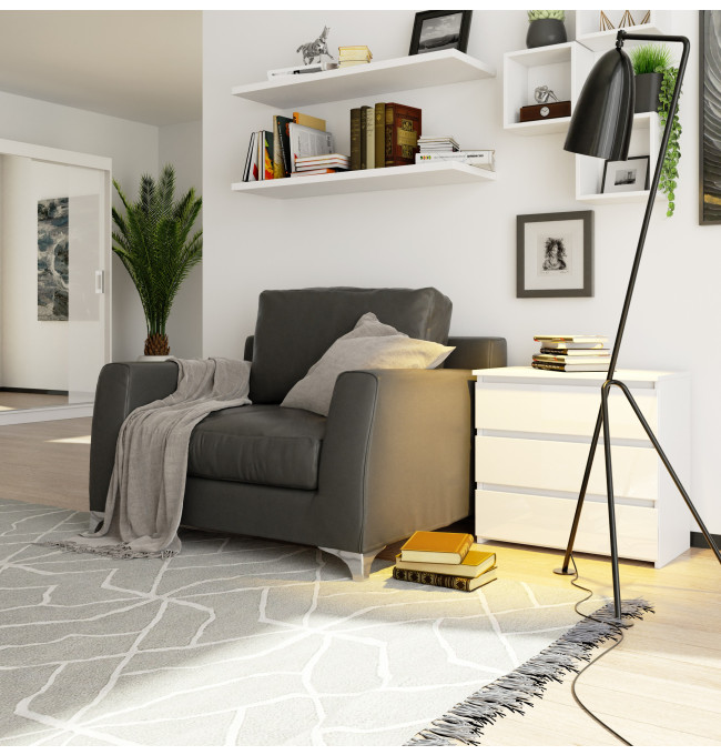 Noční stolek CL3 60 cm bílý / bílý, lesk