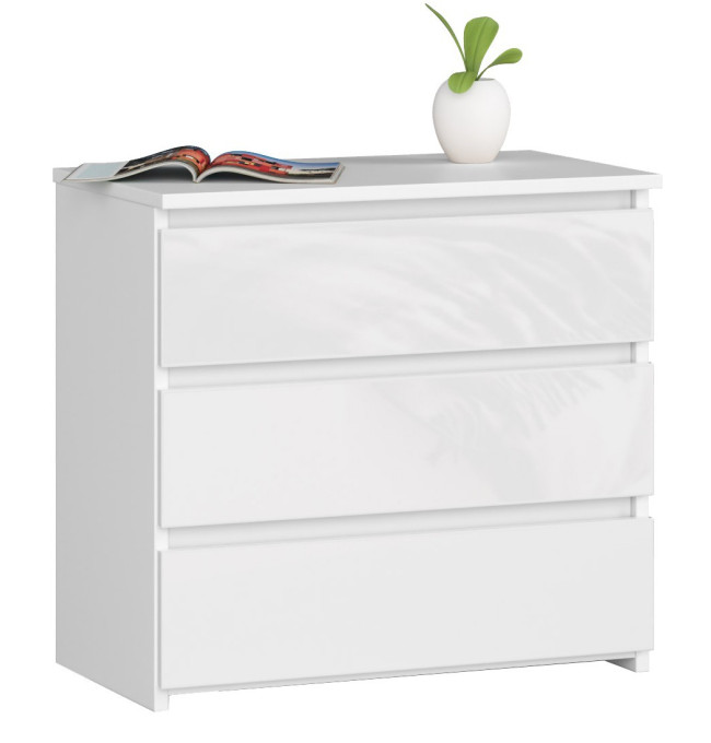 Noční stolek CL3 60 cm bílý / bílý, lesk