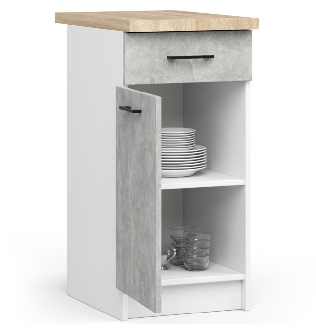 Spodní kuchyňská skříňka s deskou OLIWIA S40 SZ1 bílá / beton