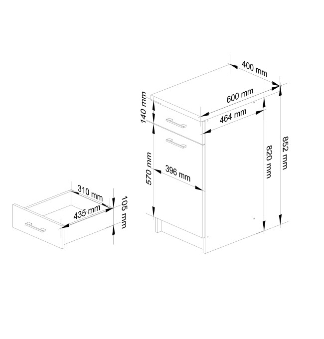 Spodní kuchyňská skříňka s deskou OLIWIA S40 SZ1 bílá / beton