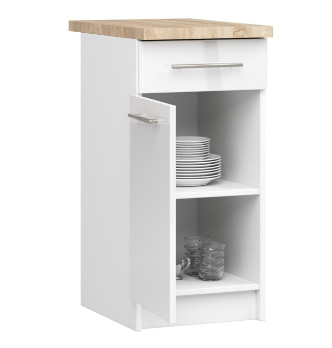 Spodní kuchyňská skříňka s deskou OLIWIA S40 SZ1 bílá, lesk