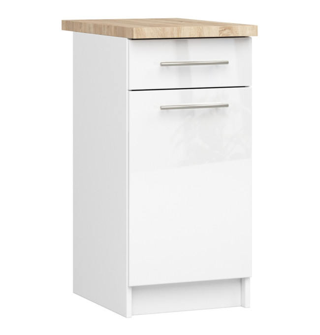 Spodní kuchyňská skříňka s deskou OLIWIA S40 SZ1 bílá, lesk