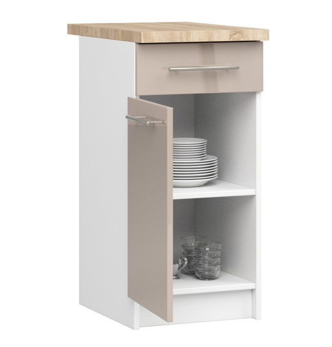 Spodní kuchyňská skříňka s deskou OLIWIA S40 SZ1 bílá / cappuccino, lesk